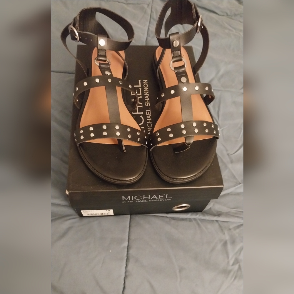 Michael By Michael Shannon Black Studded Sandals